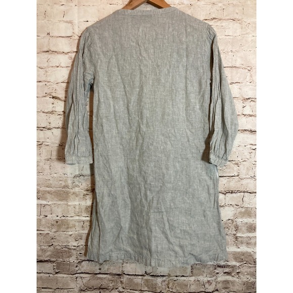 Tahari Linen Dress Womens XS Light Gray Long Sleeve Pockets Beachy Lightweight - Picture 11 of 13